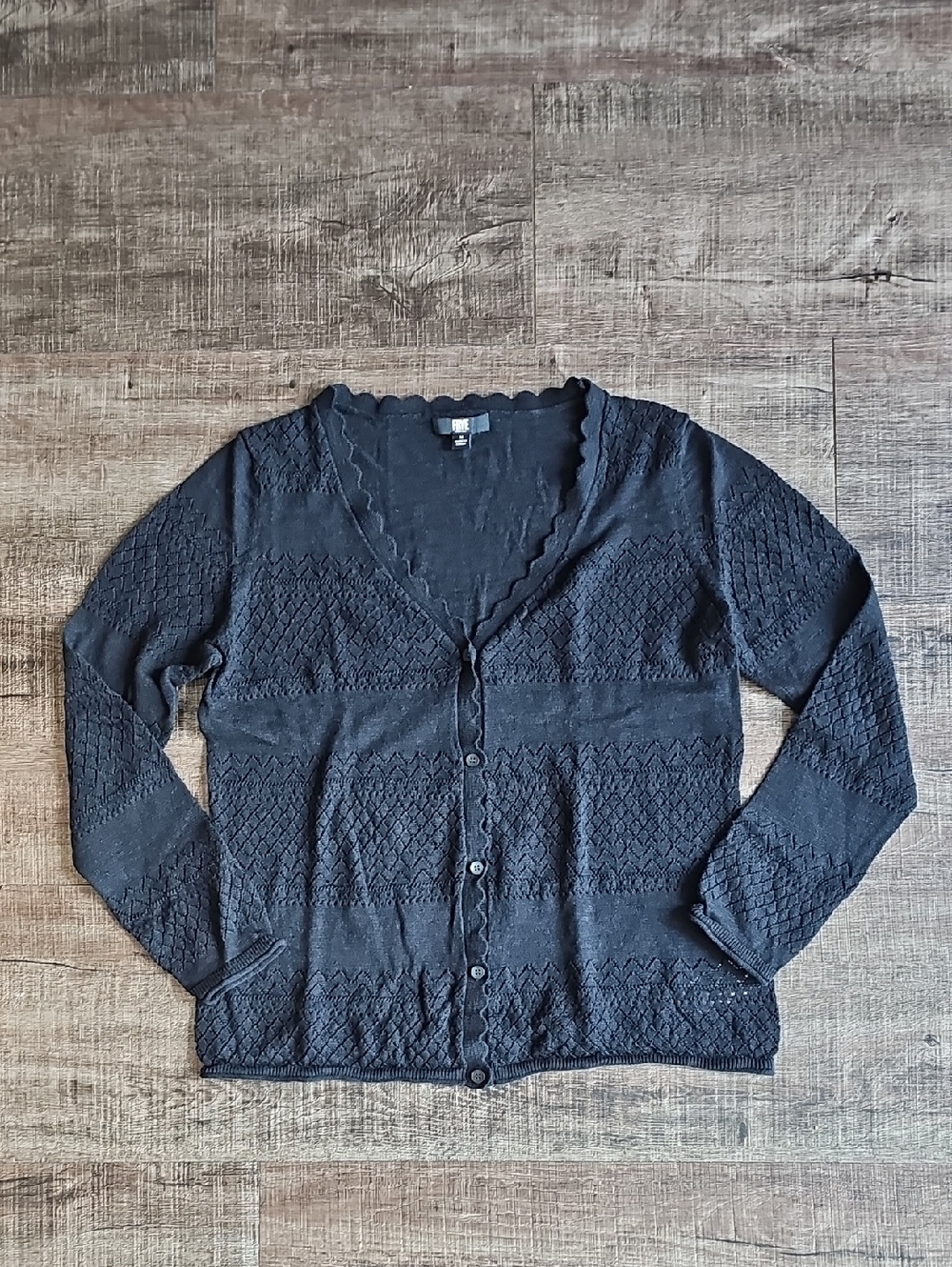 Frye - Black Textured Cardigan Sweater